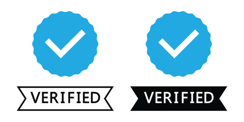 Verified badges. Blue tick icons vector.