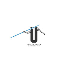 Letter U Athlete logo. Alphabet U Javelin Throw Design Icon