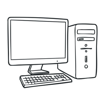 black and white computer setup clip art preview