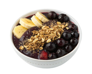 Bowl of Brazilian Frozen Açai Berry top view with   transparent background