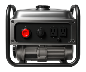 Gasoline-powered generator with an electric start button for quick activation in a workshop.