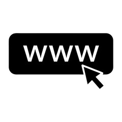 A 3D illustration shows a web browser button with a cursor, symbolizing online communication and internet connection
