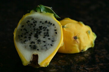red and yellow dragon fruit,