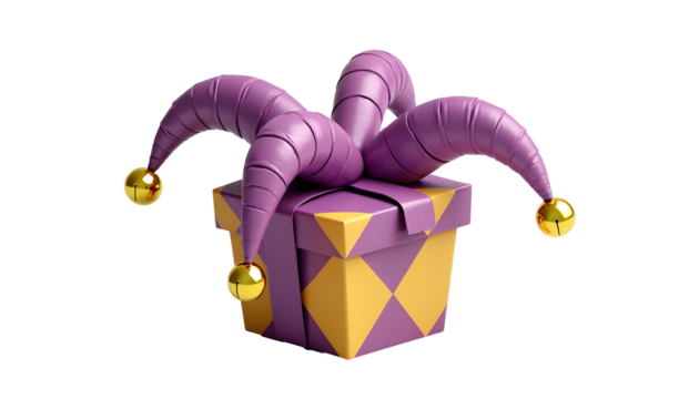 mischievous-looking gift box, isolated on a transparent png