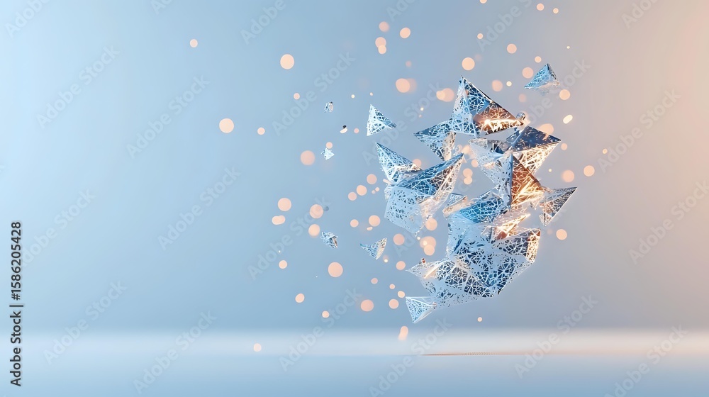 Aufkleber magical glowing blue butterflies made of water and light floating in soft misty atmosphere with spar