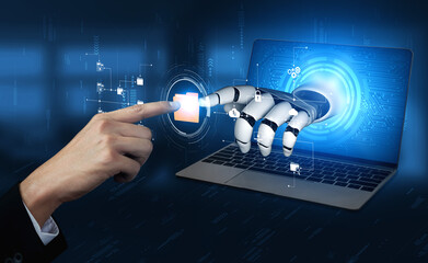 AI artificial intelligence assists digital folder management with smart sorting, cloud structure...