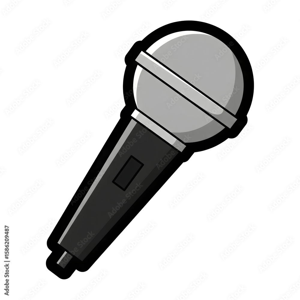 Poster silver and black microphone icon design isolated on a transparent background image