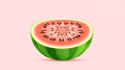 Watermelon Illustration: Fresh Halves and Slice on Pink Background for National Watermelon Day