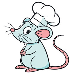Obraz premium Cartoon mouse wearing a chef hat stands looking charming with a transparent background
