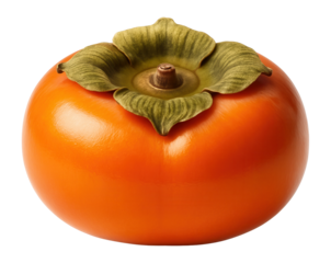 Fuyu persimmon with a squat, flat shape and a bright orange skin
