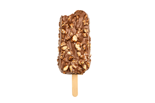 a chocolate covered ice cream bar with nuts on top - Powered by Adobe