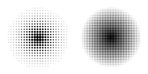 Dotwork stipple circles brush set. Grain effect with stipple dots. Abstract grunge dots pattern. Stochastic dotted texture. vector illustration. eps10