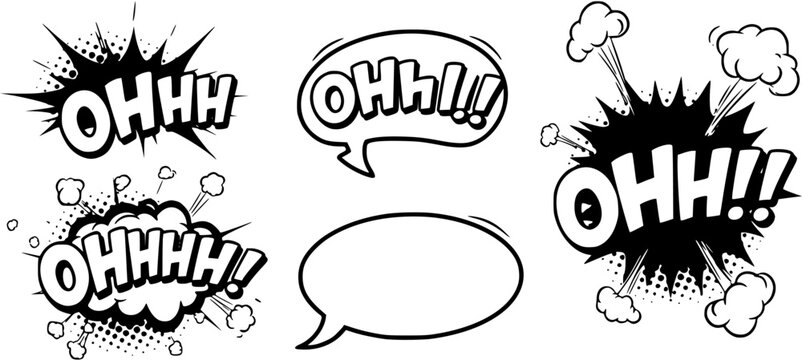 OHh Comic book explosion sound effect, Comic Speech Bubble
