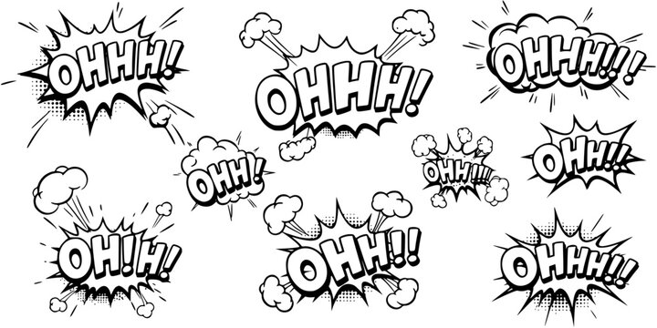 OHh Comic book explosion sound effect, Comic Speech Bubble
