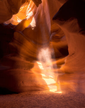 Sunlit beams in Antelope Canyon sandstone marvel
