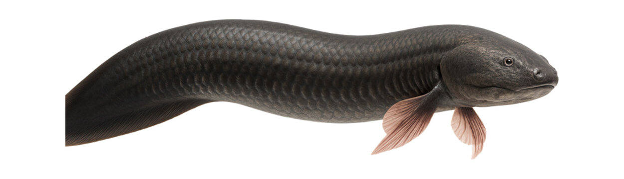 Lepidosiren paradoxa with elongated body and small, paired pectoral fins