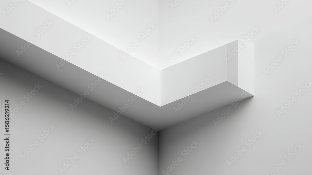 Aufkleber minimalist white corner revealing stark geometric intersection, interplaying subtle light gradations