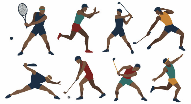 Diverse athletes in action.