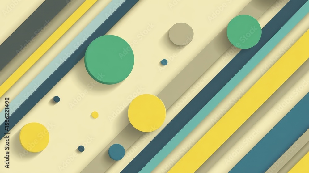 Poster dynamic geometric pattern with intersecting diagonal yellow, blue, gray stripes overlapping multisiz