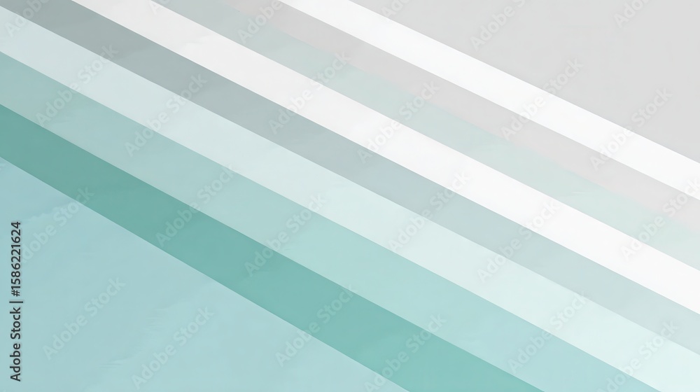 Poster vibrant teal and white diagonal stripes forming dynamic geometric pattern, adding visual interest to