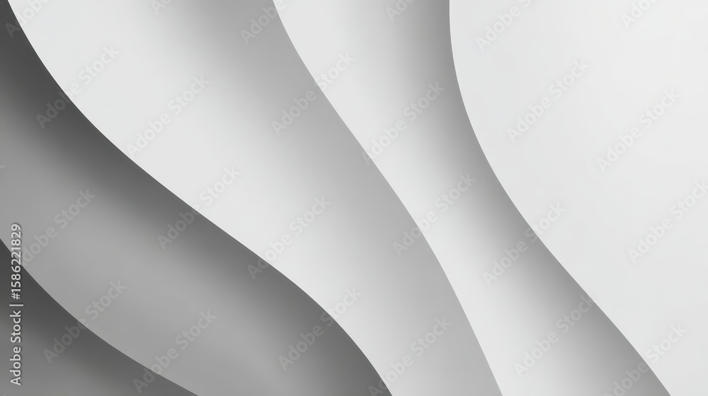 Poster gray and white curving lines flowing dynamically, creating elegant abstract background with smooth, 
