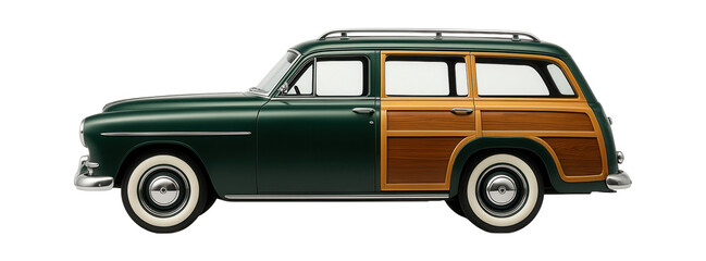 Classic station wagon with wood paneling and whitewall tires