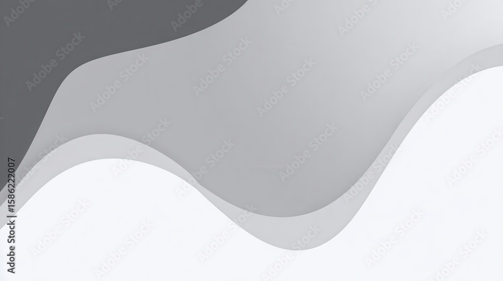 Poster smooth overlapping grayscale waves create a dynamic and visually interesting abstract background, pe