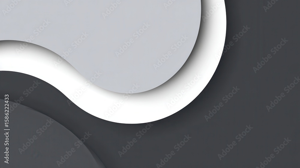 Poster gray and white curving lines creating fluid, contemporary abstract pattern with sleek geometric move