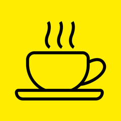 Coffee cup icon in contact with yellow