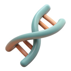 Stylized 3d representation of a double helix molecule with pastel blue and peach tones isolated on transparent background