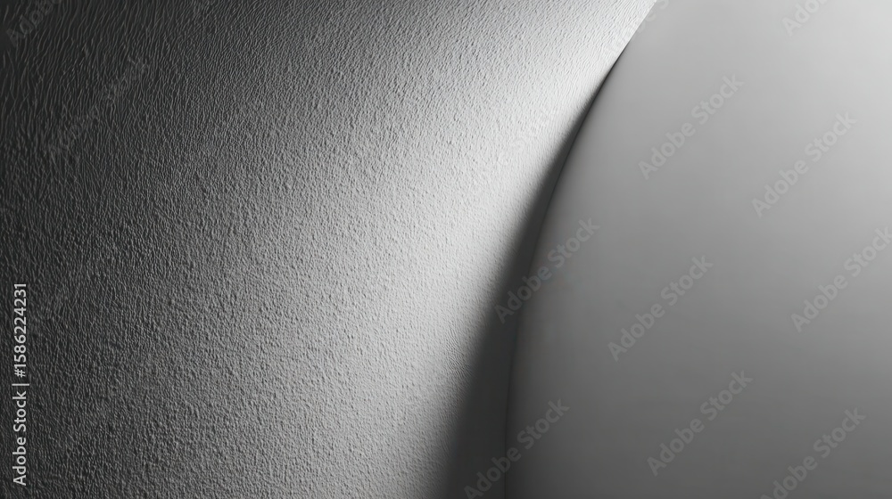 Poster light revealing the rough texture of a curved wall, creating an abstract and minimalist composition 