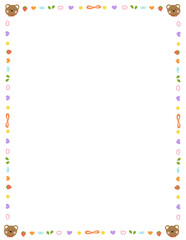 Cute pastel frames doodle. Brown Bear Frame. Hand-Drawn. Doodle Borders Frames. Perfect for invitations, worksheets, weddings, and printable.
