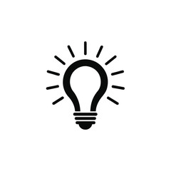 Black light bulb icon symbolizing an idea or inspiration isolated on white background