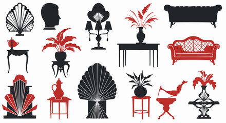 Art Deco Home Decor Set with silhouette design elements.