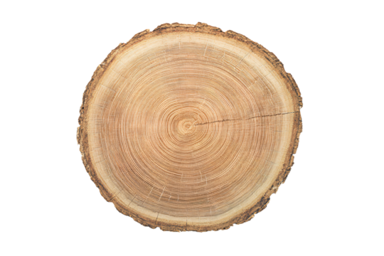 a tree stump with a cross section cut in half