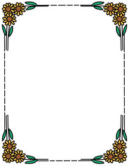 Sunflower Borders frames. Flower Frame. Hand-Drawn borders. Doodle Borders Frames. Perfect for invitations, worksheets, weddings, and printable.