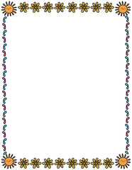 Sunflower Borders frames. Flower Frame. Hand-Drawn borders. Doodle Borders Frames. Perfect for invitations, worksheets, weddings, and printable.