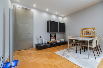 modern living room with fireplace