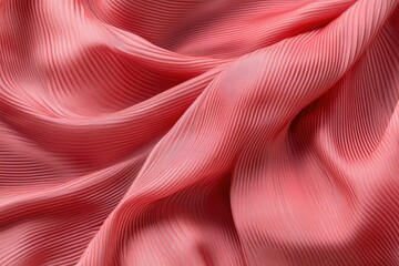 Close-Up red Denim Fabric Texture with Soft Folds and Weave.