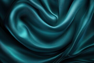 Close-Up Green Denim Fabric Texture with Soft Folds and Weave.