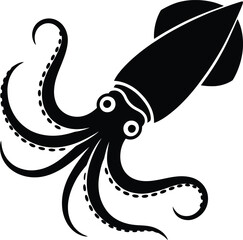 Octopus and fish vector illustration with cartoon style elements