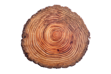 a tree trunk with a cross section cut in half