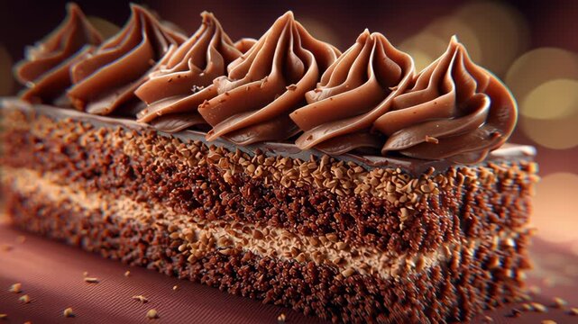 Delicious chocolate cake with rich layers and creamy frosting, sweet dessert perfect for any celebration and indulgent moments