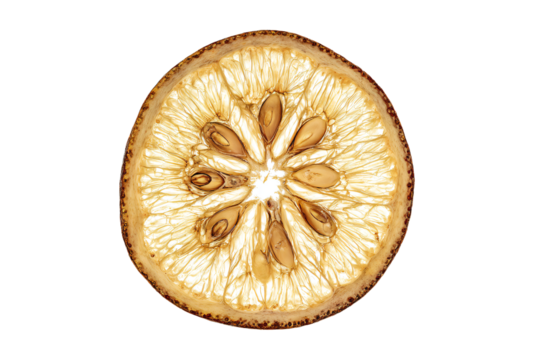 a close up of a sliced orange on a white background