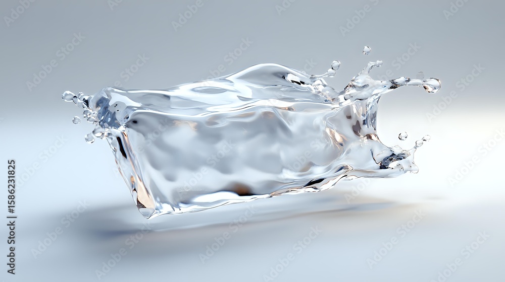 Aufkleber dynamic water splash frozen in motion creating rectangular shape with rippling surface and droplets 