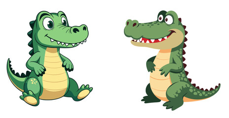 Naklejka premium Cartoon stuffed crocodile toys in pastel colors on isolated background 