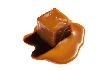 a caramel dessert with a caramel drizzle