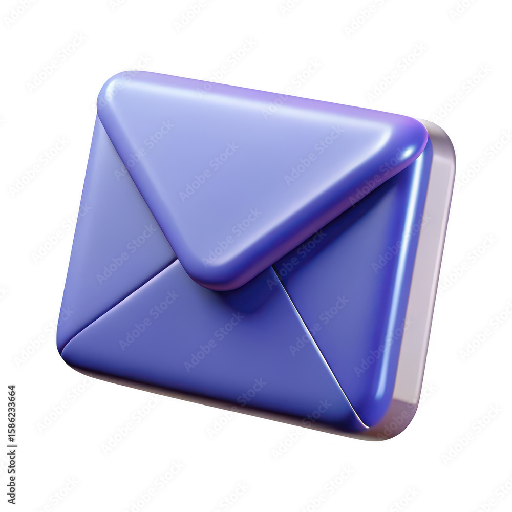 Fototapete a single glossy purple envelope icon with soft rounded edges and subtle reflections isolated on tran