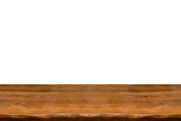 empty wooden table top in foreground isolated on background with clipping path. used for template mock up for display or montage products. showing your objects or mounting. wooden counter.