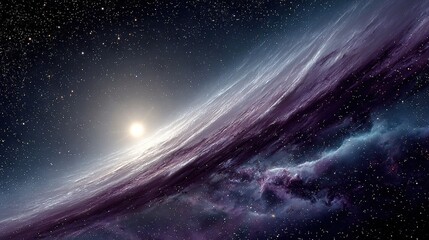 Obraz premium An artist's depiction of a faraway star with a nearby object in the foreground